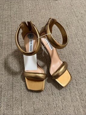 Steve Madden Metallic Open-Toe Ankle-Strap Heels